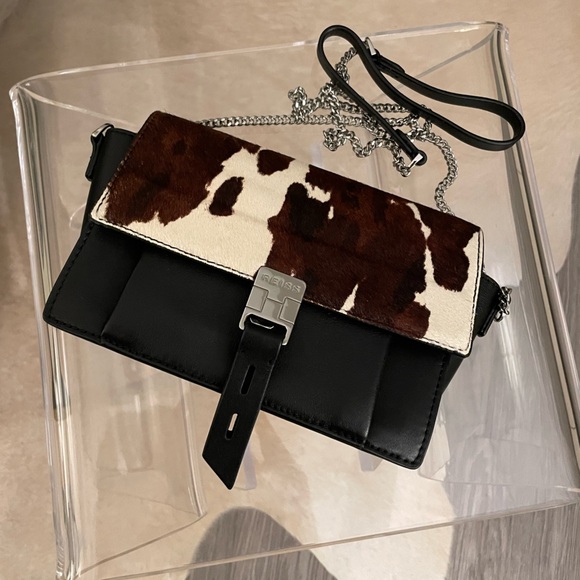 Reiss Calfskin Leather and Animal Print Crossbody Bag - Picture 4 of 6